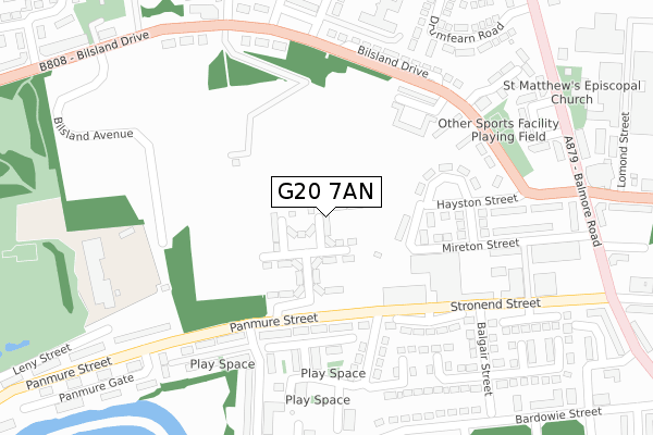 G20 7AN map - large scale - OS Open Zoomstack (Ordnance Survey)