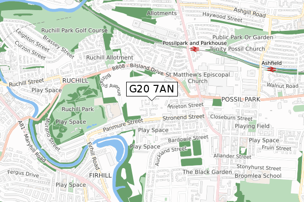 G20 7AN map - small scale - OS Open Zoomstack (Ordnance Survey)