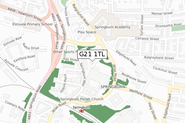 G21 1TL map - large scale - OS Open Zoomstack (Ordnance Survey)