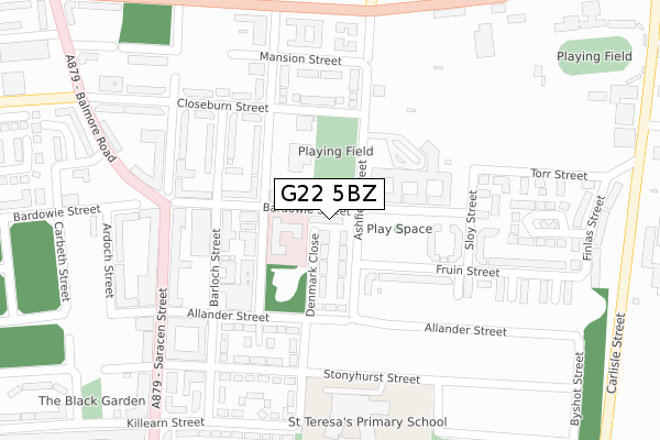 G22 5BZ map - large scale - OS Open Zoomstack (Ordnance Survey)