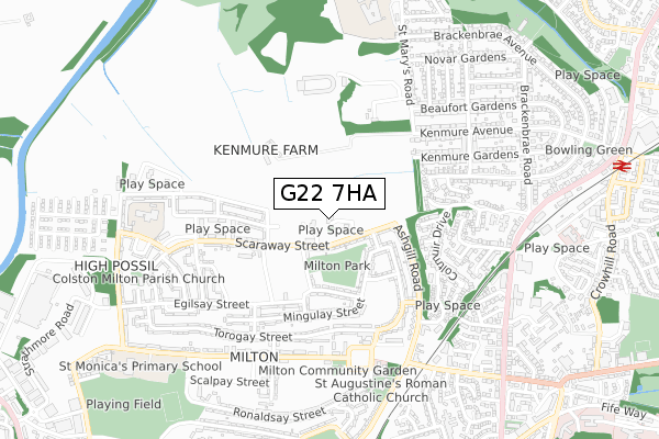 G22 7HA map - small scale - OS Open Zoomstack (Ordnance Survey)