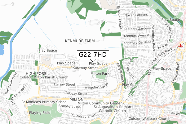 G22 7HD map - small scale - OS Open Zoomstack (Ordnance Survey)