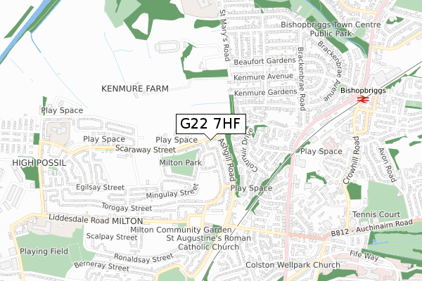 G22 7HF map - small scale - OS Open Zoomstack (Ordnance Survey)