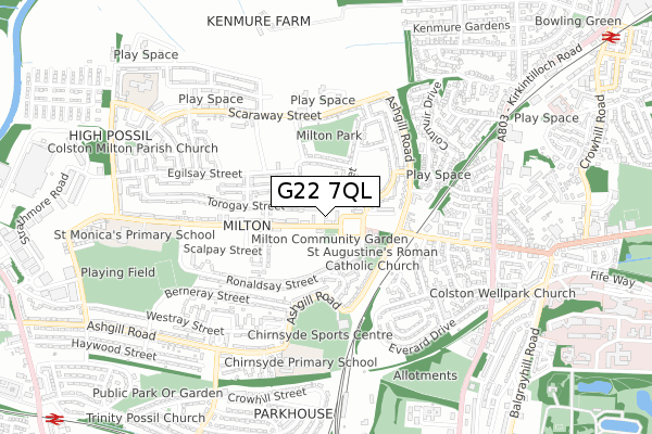 G22 7QL map - small scale - OS Open Zoomstack (Ordnance Survey)