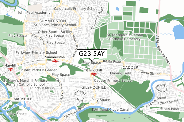 G23 5AY map - small scale - OS Open Zoomstack (Ordnance Survey)