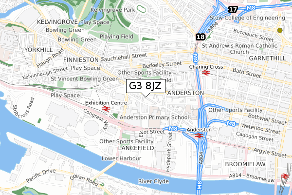 G3 8JZ map - small scale - OS Open Zoomstack (Ordnance Survey)