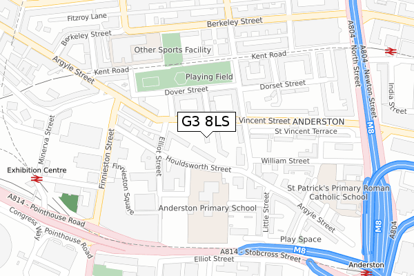 G3 8LS map - large scale - OS Open Zoomstack (Ordnance Survey)