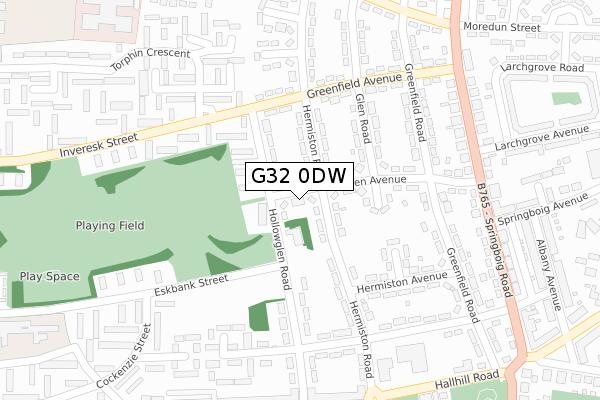 G32 0DW map - large scale - OS Open Zoomstack (Ordnance Survey)