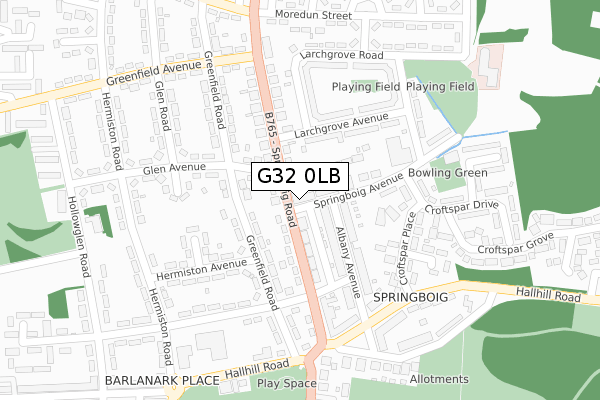 G32 0LB map - large scale - OS Open Zoomstack (Ordnance Survey)