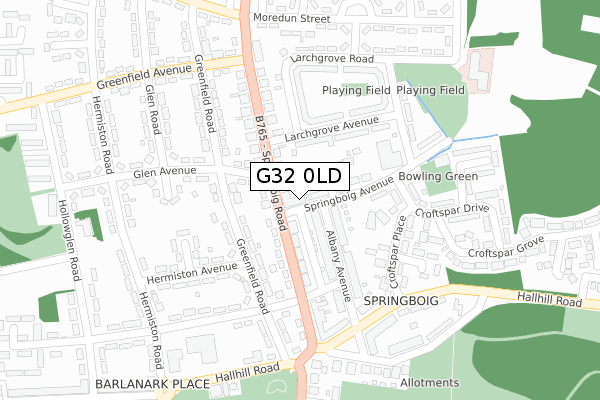 G32 0LD map - large scale - OS Open Zoomstack (Ordnance Survey)