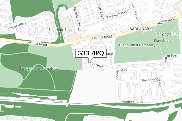 G33 4PQ map - large scale - OS Open Zoomstack (Ordnance Survey)