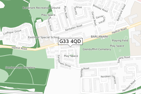 G33 4QD map - large scale - OS Open Zoomstack (Ordnance Survey)