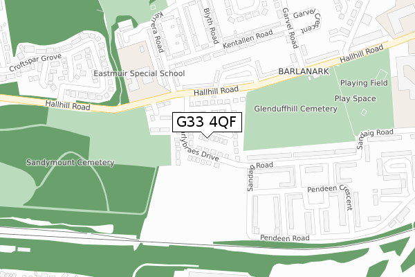 G33 4QF map - large scale - OS Open Zoomstack (Ordnance Survey)