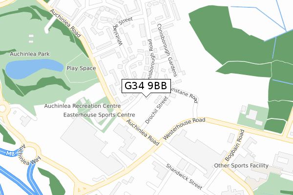 G34 9BB map - large scale - OS Open Zoomstack (Ordnance Survey)