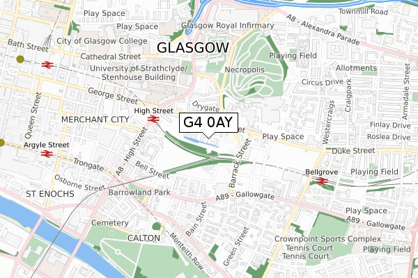 G4 0AY map - small scale - OS Open Zoomstack (Ordnance Survey)