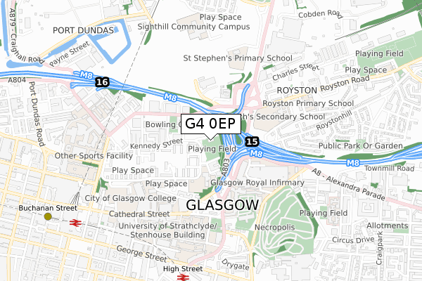 G4 0EP map - small scale - OS Open Zoomstack (Ordnance Survey)