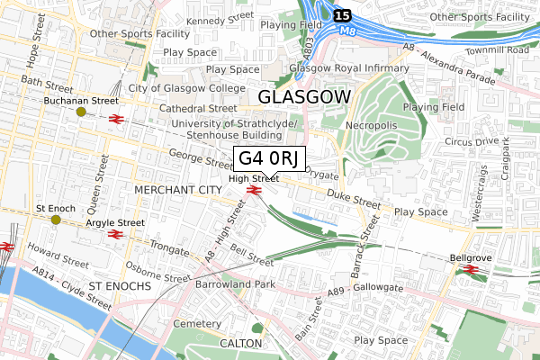 G4 0RJ map - small scale - OS Open Zoomstack (Ordnance Survey)