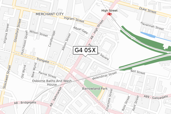 G4 0SX map - large scale - OS Open Zoomstack (Ordnance Survey)