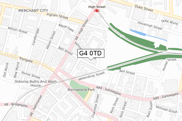 G4 0TD map - large scale - OS Open Zoomstack (Ordnance Survey)