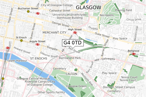 G4 0TD map - small scale - OS Open Zoomstack (Ordnance Survey)