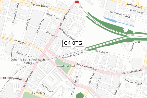 G4 0TG map - large scale - OS Open Zoomstack (Ordnance Survey)