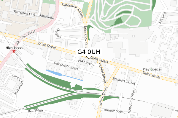 G4 0UH map - large scale - OS Open Zoomstack (Ordnance Survey)