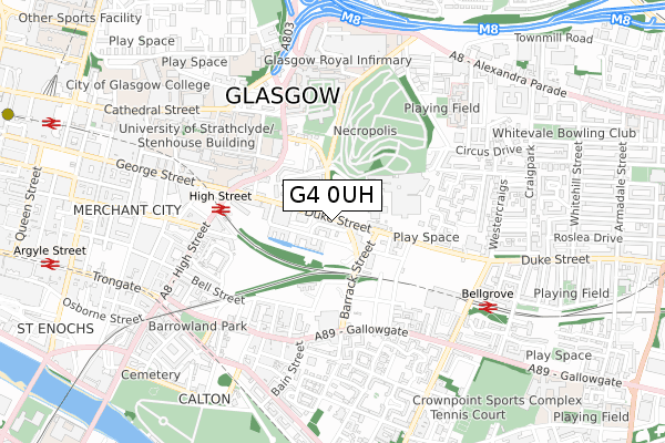 G4 0UH map - small scale - OS Open Zoomstack (Ordnance Survey)