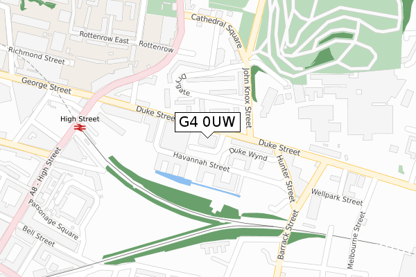 G4 0UW map - large scale - OS Open Zoomstack (Ordnance Survey)