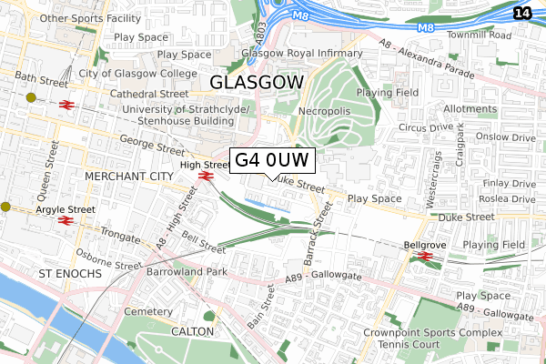 G4 0UW map - small scale - OS Open Zoomstack (Ordnance Survey)