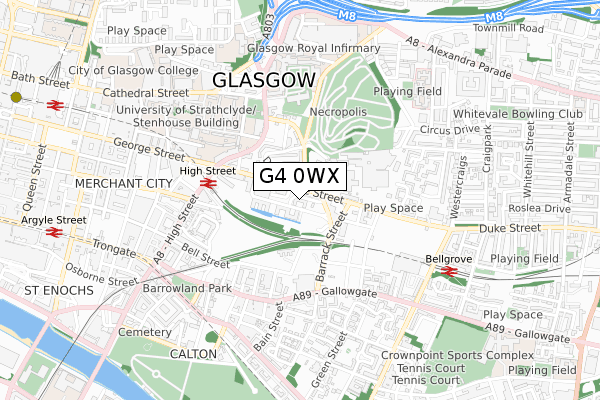 G4 0WX map - small scale - OS Open Zoomstack (Ordnance Survey)