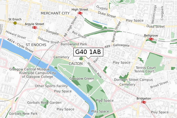 G40 1AB map - small scale - OS Open Zoomstack (Ordnance Survey)