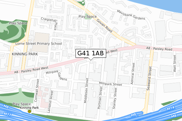 G41 1AB map - large scale - OS Open Zoomstack (Ordnance Survey)