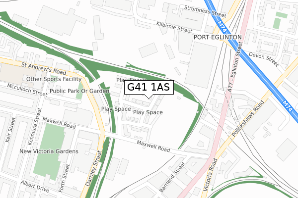 G41 1AS map - large scale - OS Open Zoomstack (Ordnance Survey)