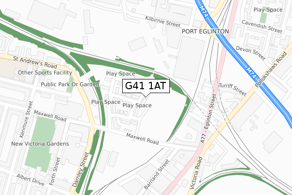 G41 1AT map - large scale - OS Open Zoomstack (Ordnance Survey)