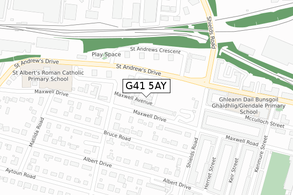 G41 5AY map - large scale - OS Open Zoomstack (Ordnance Survey)