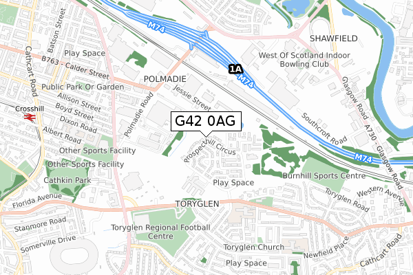 G42 0AG map - small scale - OS Open Zoomstack (Ordnance Survey)