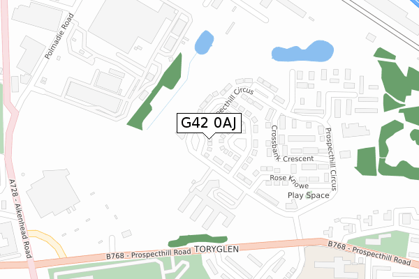 G42 0AJ map - large scale - OS Open Zoomstack (Ordnance Survey)