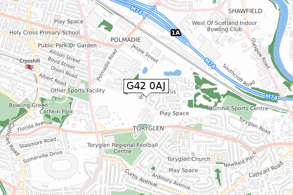 G42 0AJ map - small scale - OS Open Zoomstack (Ordnance Survey)