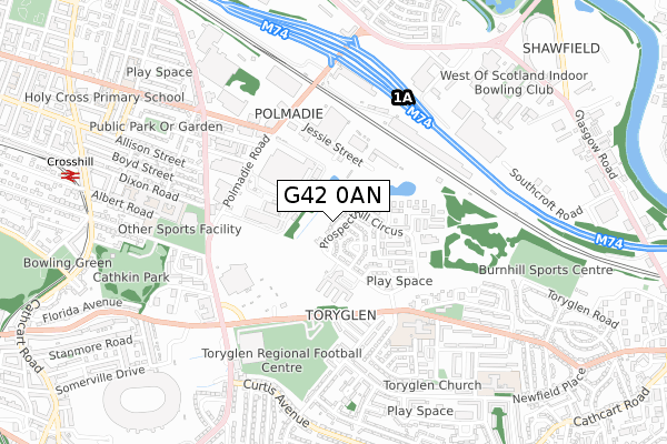 G42 0AN map - small scale - OS Open Zoomstack (Ordnance Survey)