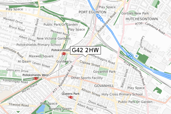 G42 2HW map - small scale - OS Open Zoomstack (Ordnance Survey)