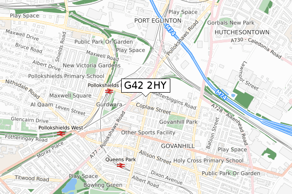 G42 2HY map - small scale - OS Open Zoomstack (Ordnance Survey)