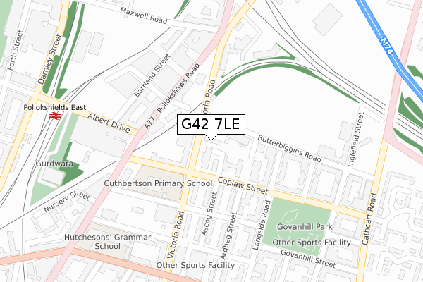 G42 7LE map - large scale - OS Open Zoomstack (Ordnance Survey)