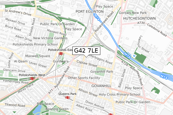 G42 7LE map - small scale - OS Open Zoomstack (Ordnance Survey)