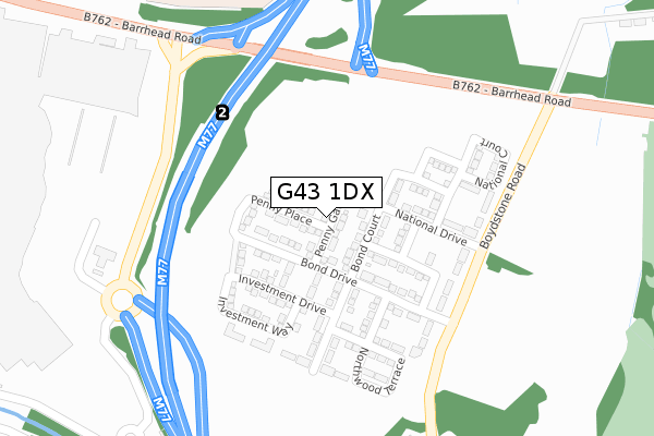 G43 1DX map - large scale - OS Open Zoomstack (Ordnance Survey)