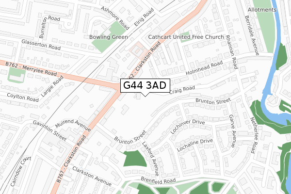 G44 3AD map - large scale - OS Open Zoomstack (Ordnance Survey)