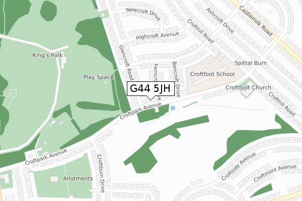 G44 5JH map - large scale - OS Open Zoomstack (Ordnance Survey)