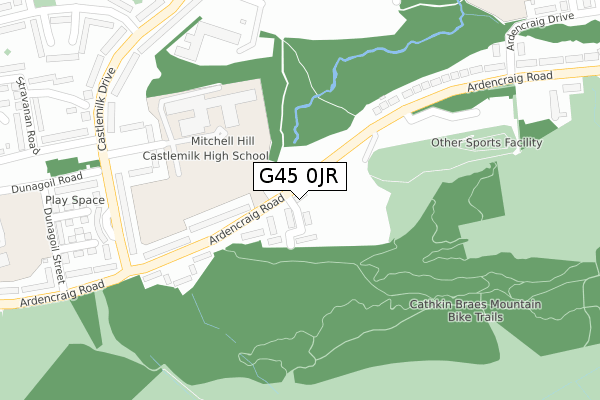 G45 0JR map - large scale - OS Open Zoomstack (Ordnance Survey)