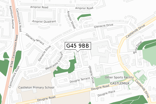 G45 9BB map - large scale - OS Open Zoomstack (Ordnance Survey)