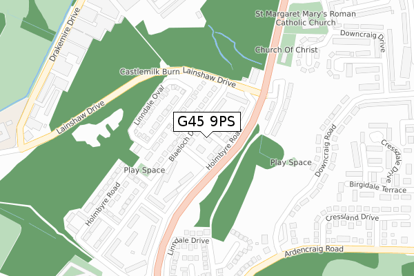 G45 9PS map - large scale - OS Open Zoomstack (Ordnance Survey)