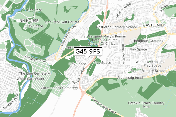 G45 9PS map - small scale - OS Open Zoomstack (Ordnance Survey)